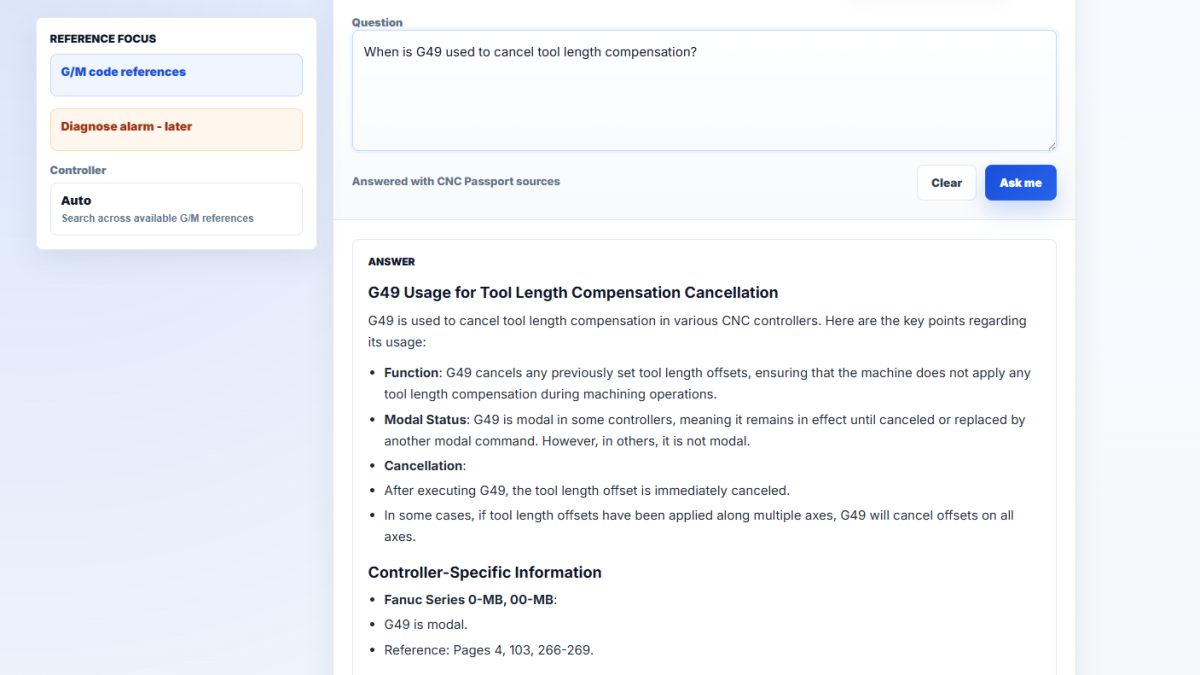 Ask CNC Passport: AI-ответы по G/M-кодам с опорой на реальные CNC-источники